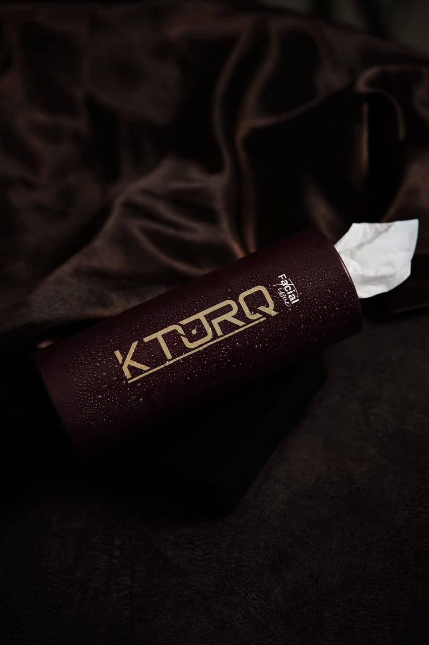 KTORQ premium car tissue tube in matte burgundy, a gift-ready car accessory